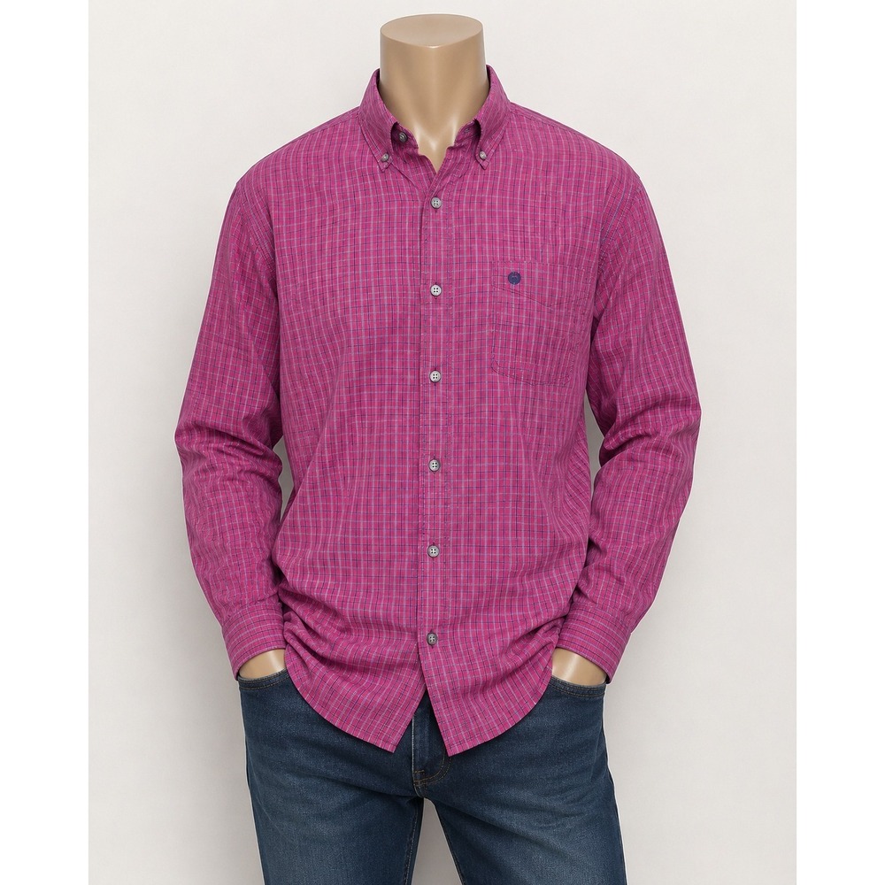 Carhartt Mens Brick Red Plaid Button Down Shirt Long Sleeve Cotton Large